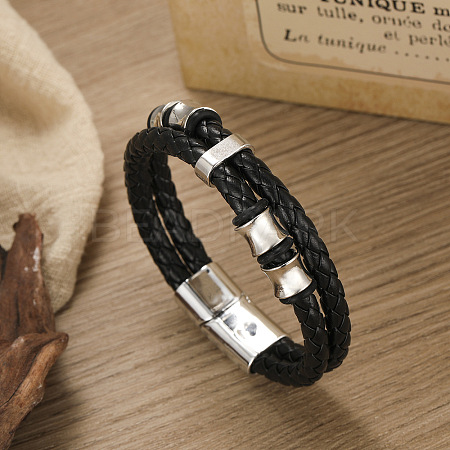 Imitation Leather Double Layer Multi-strand Bracelets PW-WG33153-02-1