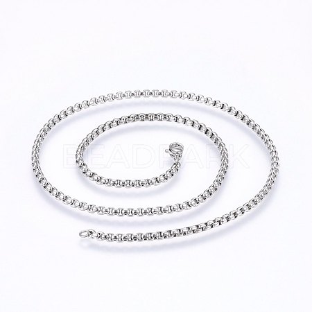 304 Stainless Steel Box Chain Necklaces NJEW-F227-09P-08-1