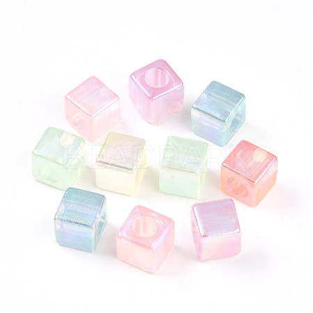 Transparent UV Plating Acrylic Beads OACR-I015-21-1
