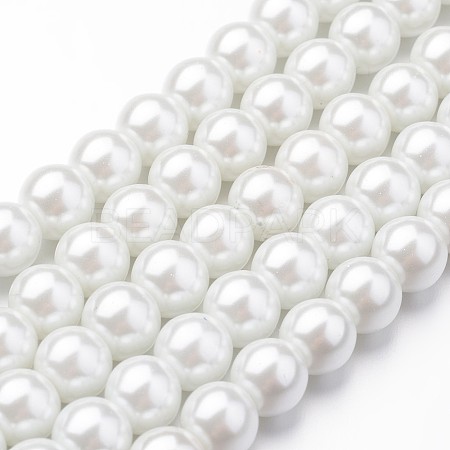 Eco-Friendly Dyed Glass Pearl Round Bead Strands X-HY-A008-8mm-RB001-1