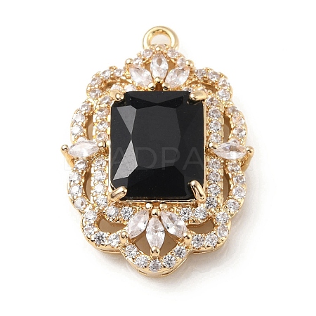 Brass with K9 Glass & Rhinestone Pendants KK-C024-07KCG-02-1