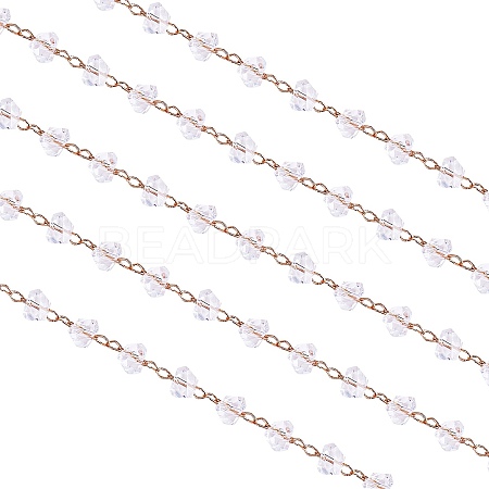 Clear Cubic Zirconia Chips Beaded Chains JX589A-02-1