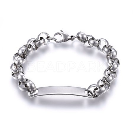 304 Stainless Steel ID Bracelet BJEW-O168-03P-1