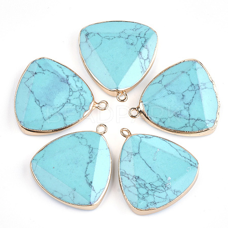 Electroplate Synthetic Turquoise Pendants G-S344-14D-1