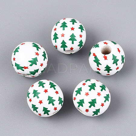 Spray Painted Schima Wood Beads WOOD-T032-36C-1