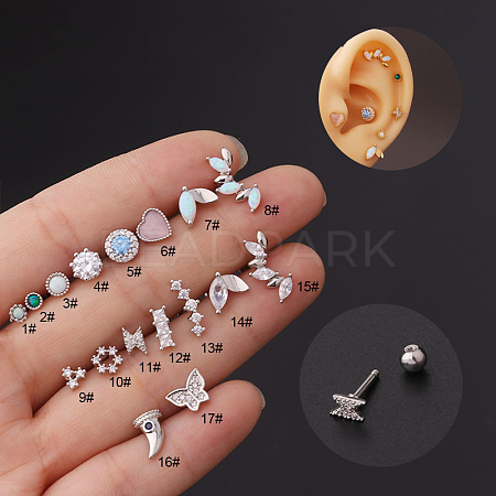 Stainless Steel Cubic Zirconia Cartilage Earrings WG8423D-31-1