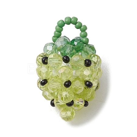 Glass Seed Beaded Pendants PALLOY-GD00003-03-1