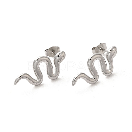 304 Stainless Steel Snake Stud Earrings for Women EJEW-A035-01P-1