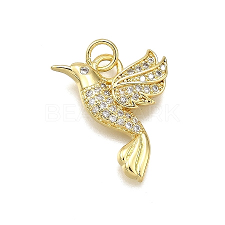 Rack Plating Brass Micro Pave Cubic Zirconia Pendants KK-D343-11G-1