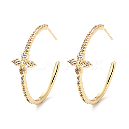 Cubic Zirconia Open Hoop Earrings for Girl Women ZIRC-Z018-25G-1