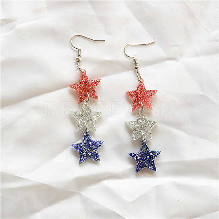 Independence Day Alloy Acrylic Dangle Earrings FS-WG49294-04-1