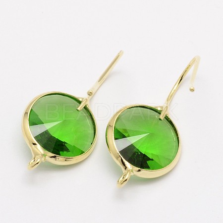 Golden Tone Brass Glass Earring Hooks KK-L120-G010-1