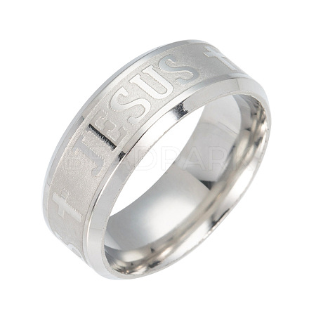 Stainless Steel Wide Band Finger Rings RJEW-T005-6-24B-1