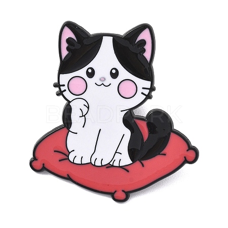 Cat Sitting in Cushion Enamel Brooches AL-I001-06EB-03-1
