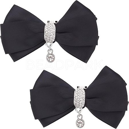 2Pcs Detachable Polyester Bowknot Shoe Decoration AJEW-FG0002-01B-1