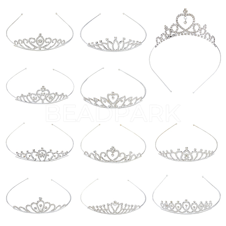 12Pcs 12 Styles Alloy Rhinestone Hair Bands OHAR-HS0001-05-1