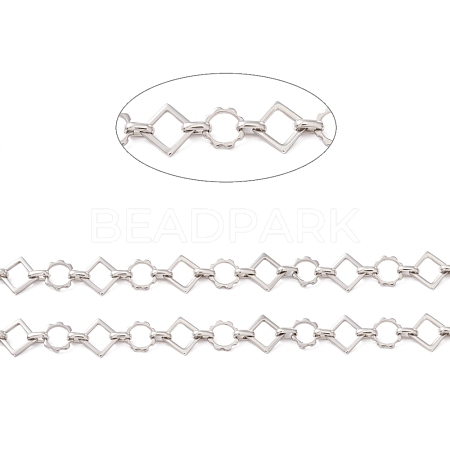 304 Stainless Steel Rhombus & Sun Link Chain CHS-F017-09P-1