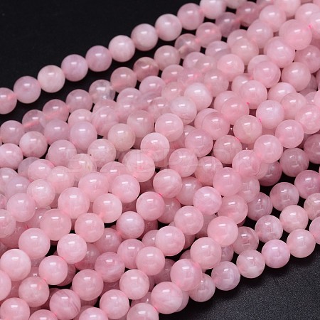 Round Natural Grade AA Madagascar Rose Quartz Beads Strands G-F222-41-6mm-1