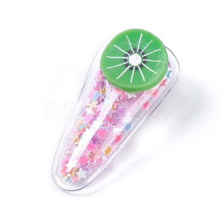Plastic Alligator Hair Clips with Paillette & Platinum Plated Iron Base PHAR-L005-A01-1