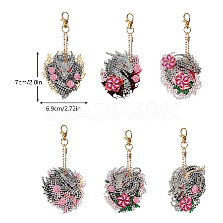 Dragon with Flower Diamond Painting Pendant Decoration Kits PW-WG17767-01-1