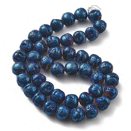 Electroplated Natural Lava Rock Beads Strands G-A251-D01-01E-1