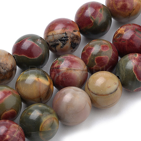 Natural Polychrome Jasper/Picasso Stone/Picasso Jasper Beads Strands X-G-S259-23-6mm-1