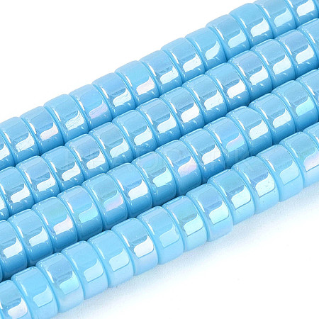 AB Color Plated Opaque Glass Beads Strands LS-GLAA-T026-3x6mm-P06-1