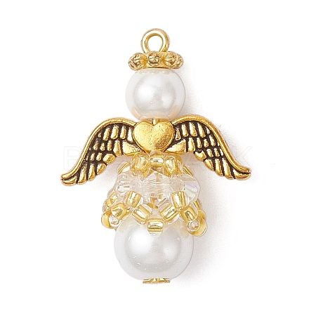Pearlized Glass Pearl & Glass Pendants PALLOY-MZ00978-02-1