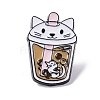 Cat and Bubble Tea Cup Enamel Pin JEWb-O006-A04-1