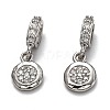 Brass Micro Pave Clear Cubic Zirconia European Dangle Charms ZIRC-H119-03P-1