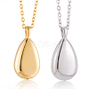 2Pcs 2 Colors 201 Stainless Steel Teardrop Memorial Urn Ashes Pendant Necklaces NJEW-CN0001-21-7