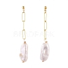 Nuggets Natural Keshi Pearl Dangle Stud Earring EJEW-JE04175-1