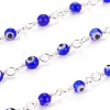 3.28 Feet Handmade Evil Eye Lampwork Round Beaded Chains X-CHC-G009-A-S05-2