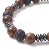 Gemstone & Wood Beaded Stretch Bracelet for Women BJEW-JB09153-3