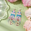 Iron with Glass with Natural White Jade Dangle Stud Earring EJEW-MZ00183-2