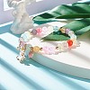 Candy Color Round Beaded Stretch Bracelet with Heart Unicorn Charm for Women BJEW-JB07636-04-2