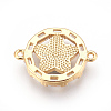 Brass Micro Pave Cubic Zirconia Pentacle Links Connectors KK-O106-10G-3
