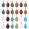 50Pcs Natural & Synthetic Mixed Gemstone Pendants G-TA0001-47-2