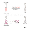 SUNNYCLUE October Breast Cancer Pink Awareness Ribbon Alloy Enamel Pendants ENAM-SC0001-69-2
