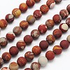 Frosted Round Natural Red Picture Jasper Beads Strands G-N0166-70-10mm-1