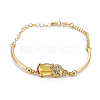 Golden Tone Brass Link Bracelets BJEW-L639-14E-1