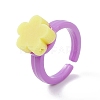 Handmade Flower Polymer Clay Cuff Ring for Teen Girl Women RJEW-JR00403-4