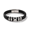 Men's Braided Black PU Leather Cord Bracelets BJEW-K243-23P-1