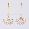 Fan Dangle Ear Studs EJEW-JE03814-04-1