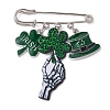 Shamrock Skull Printed Acrylic & Alloy Enamel Pendants Brooch Pin JEWB-BR00122-3