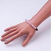 Natural Rose Quartz & Lava Rock Beaded Stretch Bracelets BJEW-JB02703-01-2