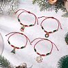 4Pcs 4 Style Christmas Theme Alloy Enamel Charm Bracelets Set BJEW-JB11087-2