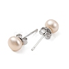 Natural Pearl Round Bead Stud Earrings EJEW-E298-01B-02P-2