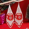 Christmas Snowflake Pattern Tassel Dangle Earrings NJ5789-1