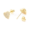 Clear Cubic Zirconia Heart Stud Earrings EJEW-P196-10G-2